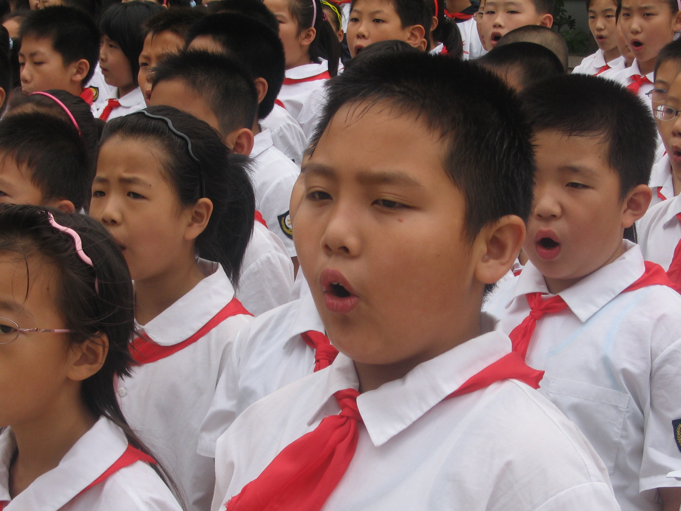 学生非常认真的朗诵